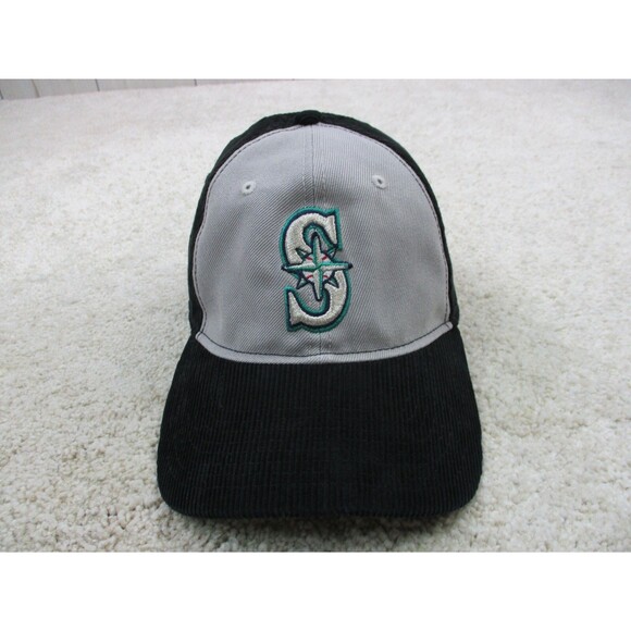 Seattle Mariners Hat Cap Strap Back Gray Black Corduroy MLB Baseball New Era Men - Picture 2 of 10